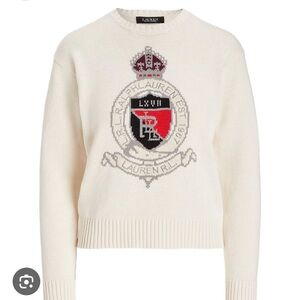 Ralph Lauren White and Gray Sweater Logo holiday sweater XL NWT MSRP 195.00